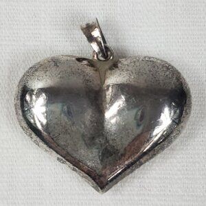 Vintage 3D Puffy Sterling Silver Heart Pendant